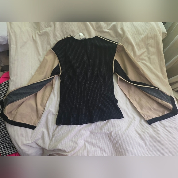 Zara Set Striped Sweatshirt Mixed Stripped + Pants Black/Sand size M BNWT - Picture 16 of 16